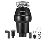 VEVOR Broyeur à Déchets d'Évier de Cuisine, 1/2 CV, Système Broyage Déchets Alimentaires, Montage à 3 Boulons, 3820 tr/min, avec Cordon d'Alimentation, Protection contre Éclaboussures pour Maison