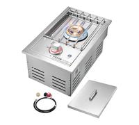 VEVOR Brûleur latéral à griller unique, 17 000 BTU - Brûleur latéral au propane liquide pour cuisine extérieure, convertible en gaz naturel, acier inoxydable 304 intégré avec LED pour îlot de barbecue