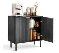 VEVOR Buffet à 2 Niveaux, Meuble de Rangement Cuisine avec 2 Portes, Meuble Coin Café avec Rangement, Enfilade de Style Milieu du Siècle, pour Salon, Entrée et Couloir, 80 x 37,5 x 80 cm, Noir