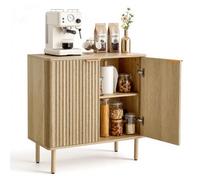 VEVOR Buffet à 2 Niveaux, Meuble de Rangement Cuisine avec 2 Portes, Meuble Coin Café avec Rangement, Enfilade de Style Milieu du Siècle, pour Salon et Entrée, 80 x 37,5 x 80 cm, Couleur Chêne