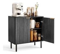 VEVOR Buffet à 2 Niveaux, Meuble de Rangement Cuisine avec 2 Portes, Meuble Coin Café avec Rangement, Enfilade de Style Milieu du Siècle, pour Salon, Entrée et Couloir, 80 x 37,5 x 80 cm, Noir