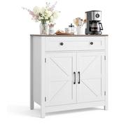 VEVOR Buffet de Style Rustique, Meuble de Rangement Cuisine avec 2 Portes et Tiroir, Meuble pour Coin Café avec Rangement Stable, Enfilade pour Salon, Entrée et Couloir, 75 x 37,5 x 80 cm, Blanc