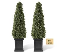 VEVOR Buis Artificiel 1000 mm 2 Pcs Arbres Topiaires Artificiels avec Pots