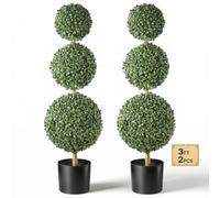 VEVOR Buis Artificiel à 3 Boules 914 mm 2 Pcs Arbres Topiaires Artificiels