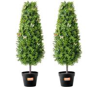 VEVOR Buis Artificiel, Lot de 2, Faux Arbres Topiaires 91,4 cm avec Feuilles Supplémentaires et Pot, Résistante aux UV, Ensemble Fausse Plante Artificielle Verte pour Décoration Intérieur Extérieur