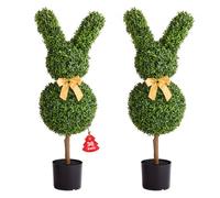 VEVOR Buis Topiaire Artificiel Extérieur Lapin, Lot de 2 Fausses Plantes 914 mm, Arbre Artificiel Aspect Réaliste pour Décoration Extérieur Intérieur, Porche, Terrasse, Jardin, Balcon, Arrière-cour