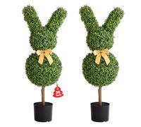 VEVOR Buis Topiaire Artificiel Extérieur Lapin, Lot de 2 Fausses Plantes 914 mm, Arbre Artificiel Aspect Réaliste pour Décoration Extérieur Intérieur, Porche, Terrasse, Jardin, Balcon, Arrière-Cour
