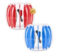 VEVOR Bulle Bubble Foot Gonflable 0,95 m Lot de 2, Bumper Ball Transparente, Costume de Bubble Foot pour Activités de Plein Air, PVC Épais, Bulle Humaine Pare-chocs de Sumo, Bleu Rouge, Avec Poignées