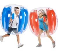 VEVOR Bulle Gonflable de 0,9 m de Diamètre 2PCs, Balle Pare Chocs à Bulles en PVC pour Hamster Humain 0,3 mm d'Épaisseur pour Enfants et Adolescents, Jeux en Plein Air Jouets Pare-chocs Rouge et Bleu