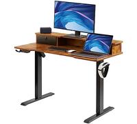 VEVOR Bureau Assis-Debout Électrique 60 x 120 x (72-110) cm Table Réglable en Hauteur Mémoire 3 Hauteurs Poste de Travail Debout 2 Plateaux Cadre en Métal Charge 82 kg pour Télétravail Domicile Bureau