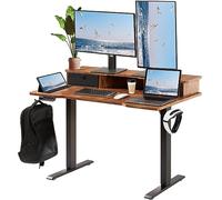 VEVOR Bureau Assis-Debout Électrique 60 x 120 x (72-110) cm Table Réglable en Hauteur Mémoire 3 Hauteurs Poste de Travail Debout 2 Plateaux Cadre en Métal Charge 82 kg pour Télétravail Domicile Bureau