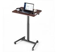 VEVOR Bureau Assis-Debout Réglable en Hauteur 650x480 mm Bureau Mobile, pour Télétravail, Ordinateur Portable et Maison, 4 roulettes Pivotantes à 360°, avec Crochet, Capacité de Charge 15 kg, Marron