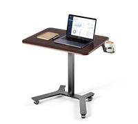 VEVOR Bureau Assis-Debout Réglable en Hauteur 715x520 mm Bureau Mobile, pour Télétravail, Ordinateur Portable et Maison, 4 roulettes, Porte-Gobelet et Crochet, Réglage par Pédale, Charge Max. 15 kg