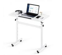 VEVOR Bureau Assis-Debout Réglable en Hauteur 810x410 mm Plateau Inclinable, Bureau Mobile pour Télétravail, Ordinateur Portable et Maison, avec Roulettes Verrouillables, Crochet, Charge Max. 25 kg