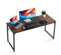VEVOR Bureau d'ordinateur 160 x 60 x 75 cm, table de bureau informatique en bois avec cadre en métal, table d'étude simple et moderne avec espace ouvert pour les jambes, marron rustique et noir