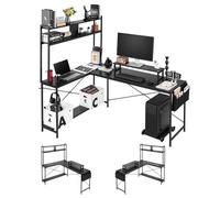 VEVOR Bureau Gaming Angle 170 cm Bureau en L Réversible Table d'Ordinateur PC pour Bureaux à Domicile, Grand Espace de Travail avec Support pour Écran et Support pour Unité Centrale Amovible, Moderne