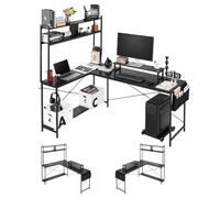 VEVOR Bureau Gaming Angle 170 cm Bureau en L Réversible Table d'Ordinateur PC pour Bureaux à Domicile, Grand Espace de Travail avec Support pour Écran et Support pour Unité Centrale Amovible, Moderne