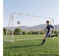 VEVOR But de Football 3,66x1,83 m Cage de Foot en Fer avec Filet PE Blanc