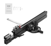 VEVOR Butée d'onglet à fente standard 19 x 9,5 mm, alliage d'aluminium avec grille de 48-89 cm, 15 butées d'angle, piston réglable et disque amovible, pour le travail du bois