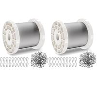 VEVOR Câble Acier Inoxydable, 1,59 mm x 100,6 m, Câble Métallique Inox 304 Tressé 7x7 Qualité Aéronautique Marine avec Manchons, Cosses, Résistance de Rupture 2 kN, pour Garde-corps, Clôture, Rampe