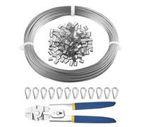 VEVOR Câble Acier Inoxydable, 1,59 mm x 20,2 m, Câble Métallique Inox Tressé 7x7 Qualité Aéronautique Marine avec Pince à sertir, Manchons, Cosses, pour Garde-corps, Rampe Escalier, Clôture, Extérieur