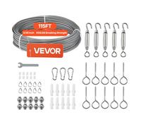 VEVOR Câble Acier Inoxydable 2 mm x 35,1 m Cable Inox 304 Kit Fil Tressé Inox Enduit PVC pour Garde-corps de Terrasse, Treillis de Jardin, Guirlandes Lumineuses, Résistance à Rupture 2 kN, 7x7 Brins