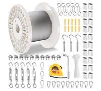 VEVOR Câble Acier Inoxydable, 3,18 mm x 30,5 m, Câble Métallique Inox Tressé 7x7 Qualité Aéronautique avec Accessoires, Résistance Rupture 7,1 kN, pour Garde-corps, Rampe Escalier, Clôture, Extérieur