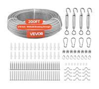 VEVOR Câble Acier Inoxydable 4,76 mm x 61 m Cable Inox 304 Kit Fil Tressé Inox Enduit PVC pour Garde-corps Terrasse, Treillis de Jardin, Guirlandes Lumineuses, Résistance à Rupture 7,1 kN, 7x7 Brins