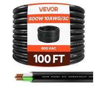 VEVOR Câble d'alimentation 10 AWG 3 Conducteurs Rallonge Électrique Robuste SOOW 600 V, Longueur 30,48 m, Gaine Caoutchouc CPE, Conducteur en Fil Fin Cuivre, Cordon Électrique pour Besoins d'urgence