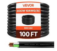 VEVOR Câble d'Alimentation Rallonge Électrique 10 AWG SOOW 3 Conducteurs 30,48 m