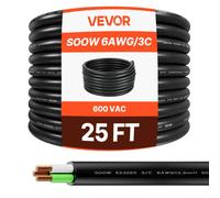 VEVOR Câble d'Alimentation Rallonge Électrique 6 AWG SOOW 3 Conducteurs 7,62 m