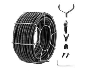 VEVOR Câble de nettoyage de canalisations, 30 m x 19 mm, câble de tarière de vidange d'égout à noyau solide acier professionnel, 4 coupeurs pour tuyaux 100-200 mm pour évier, siphon de sol, toilettes