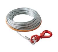 VEVOR Câble de Treuil Métallique 9,5 mm x 22,9 m Corde en Acier Galvanisé Résistance Rupture 67,6 kN avec Crochet Pivotant, Câble de Remorquage Robuste pour SUV, Grand Véhicule Tout-terrain, Camion