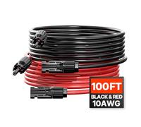 VEVOR Câble d'Extension de Panneau Solaire, 30,48 m, 10 AWG, avec Connecteurs Femelles et Mâles, CC 1500 V, Étanche IP67, pour Panneaux Solaires Domestiques, de Bateaux, Camping-cars, Toits, Lot de 2