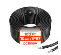 VEVOR Câble d'Extension de Panneau Solaire 30,48 m 6mm²/10 AWG Étanche IP67 Noir