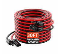 VEVOR Câble d'Extension de Panneau Solaire, 9,14 m, 10 AWG, avec Connecteurs Femelles et Mâles, CC 1500 V, Étanche IP67, pour Panneaux Solaires Domestiques, de Bateaux, Camping-cars, Toits, Lot de 2