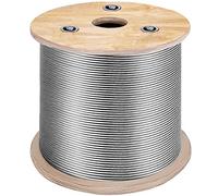 VEVOR Câble en Acier Inoxydable 316, Câble Métallique 150 m, Câble d'Acier Résistance à la Rupture 771 kg, Construction 7x7 Forte Tension Surface Lisse pour Porche Corde à Linge Clôtures de Jardin