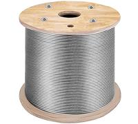 VEVOR Câble en acier inoxydable, 4,8 mm x 305 m, câble métallique inox 316 1x19 qualité marine pour garde-corps, balustrade, guirlande lumineuse à suspendre, clôture de porche, balustre de bricolage