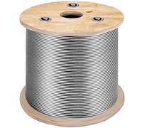 VEVOR Cable Inox 150 m Câble Métallique Acier Inoxydable 4,76 mm mm Bobine Fil de Suspension 7x19 Brins Résistance à Rupture 1678 kg pour Rampes d'Escalier Corde à Linge Suspendre Guirlande Lumineuse