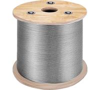 VEVOR Câble métallique Câble acier T316 acier inoxydable diamètre 3,2mm Câble de treuil 150m galvanisé7x7