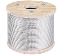 VEVOR Câble métallique diamètre 3/16" 4,8 mm câble en acier inoxydable 304 longueur 250 pi 76 m 7x19 câble pour bricolage, garde-corps, balustrade, corde à linge, rampe d'escalier, clôture de jardin