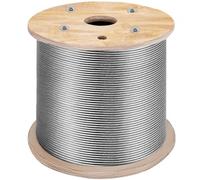 VEVOR Câble Métallique, Longueur 150 m, Câble en Acier T316, Cordes de Remorquage en Acier Inoxydable 316, Diamètre 3,2 mm, pour Camion à Remorque à Plat 500 pi 1/8 pouces 1x19