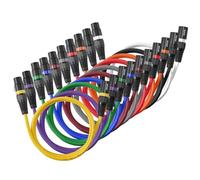 VEVOR Câble XLR 1 m, lot de 10, câble de microphone DMX mâles vers femelles symétriques blindés, cordon de haut-parleur XLR 3 broches plaqués or, pour éclairage de scène, amplificateur, mixeurs