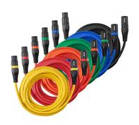 VEVOR Câble XLR 6,1 m, lot de 6, câble de microphone DMX mâles vers femelles symétriques blindés, cordon de haut-parleur XLR 3 broches plaqués or, pour éclairage de scène, amplificateurs, mixeurs