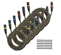 VEVOR Câble XLR 7,62 m, lot de 6, câble de microphone DMX mâles vers femelles symétriques blindés, cordon de haut-parleur XLR 3 broches plaqués or, pour éclairage de scène, amplificateurs, mixeurs
