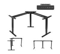 VEVOR Cadre Bureau d'angle Assis Debout à 3 Pieds, Pied Bureau Assis Debout Électrique 3 Moteurs, Réglable en Hauteur 60-125 cm, Charge Max. 125 kg pour Maison et Poste de Travail, 4 Mémoires, Noir