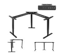 VEVOR Cadre Bureau d'angle Assis Debout à 3 Pieds, Pied Bureau Assis Debout Électrique 3 Moteurs, Réglable en Hauteur 60-125 cm, Charge Max. 125 kg pour Maison et Poste de Travail, 4 Mémoires, Noir