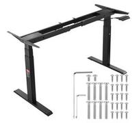 VEVOR Cadre de bureau debout double moteur, hauteur réglable 65-129 cm, pieds de bureau d'ordinateur électrique, longueur 110-178 cm, base de poste de travail à 3 positions, cadre uniquement, noir