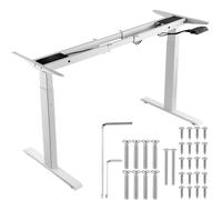 VEVOR Cadre de bureau debout double moteur 70-117 cm 110-178 cm 125 kg Blanc (cadre uniquement)