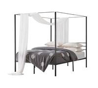 VEVOR Cadre de Lit à Baldaquin Queen Size, Cadre à Quatre Colonnes en Métal, Support à Lattes en Acier Robuste, avec Espace de Rangement sous Le Lit, Pas Besoin de Sommier à Ressorts, Maison, Noir